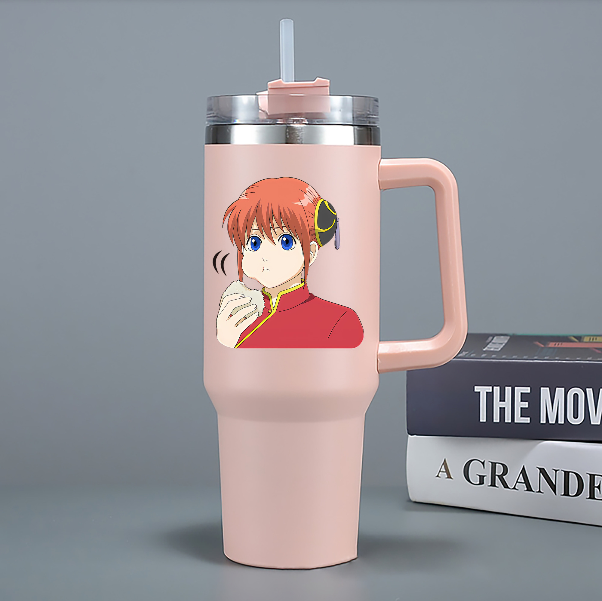 （画像用） ぎんたま 坂田銀時（さかたぎんとき） 神楽 志村新八（しむら しんぱち） GINTAMA Sakata Gintoki Kagura Shimura Shinpachi 1200mL車用タンブラー - クリスタルステッカー（プラスチックストロー付き）